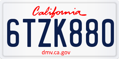 CA license plate 6TZK880