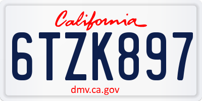 CA license plate 6TZK897