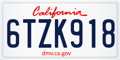 CA license plate 6TZK918