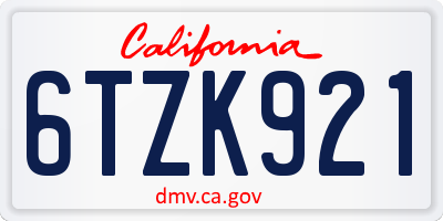 CA license plate 6TZK921