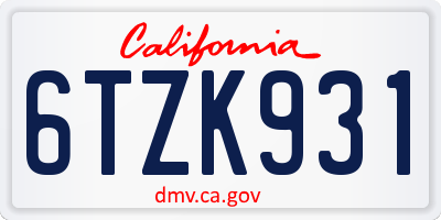 CA license plate 6TZK931