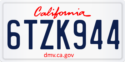 CA license plate 6TZK944