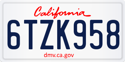 CA license plate 6TZK958