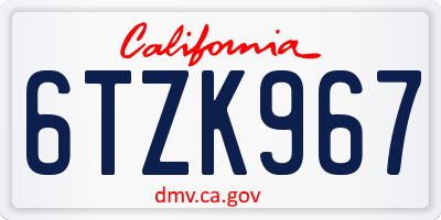 CA license plate 6TZK967