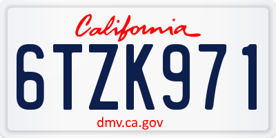 CA license plate 6TZK971