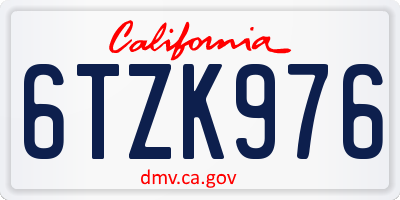 CA license plate 6TZK976