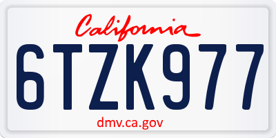 CA license plate 6TZK977