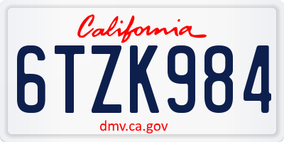 CA license plate 6TZK984