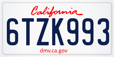 CA license plate 6TZK993