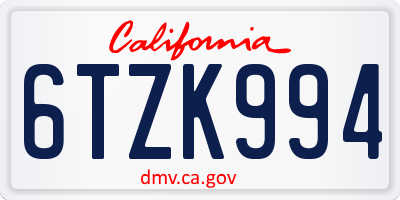 CA license plate 6TZK994