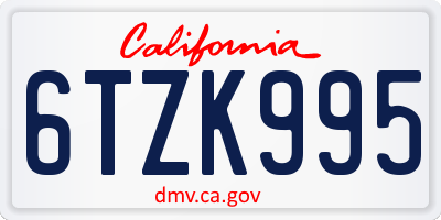CA license plate 6TZK995