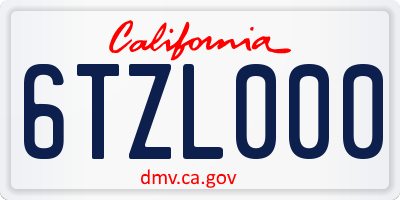 CA license plate 6TZL000