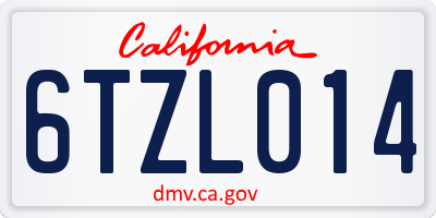 CA license plate 6TZL014