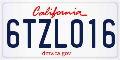 CA license plate 6TZL016