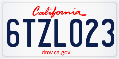CA license plate 6TZL023