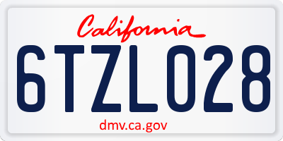 CA license plate 6TZL028