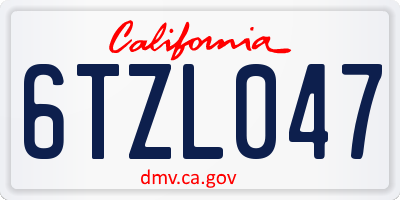 CA license plate 6TZL047