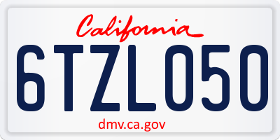 CA license plate 6TZL050
