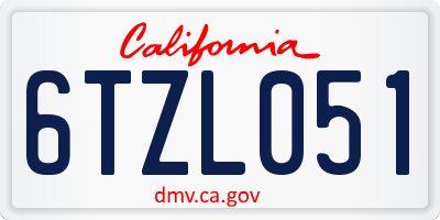 CA license plate 6TZL051