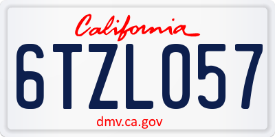 CA license plate 6TZL057