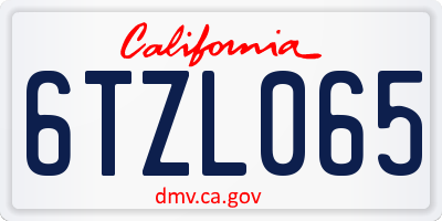 CA license plate 6TZL065