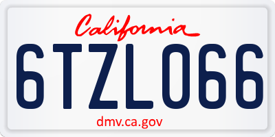 CA license plate 6TZL066