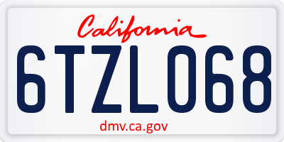 CA license plate 6TZL068