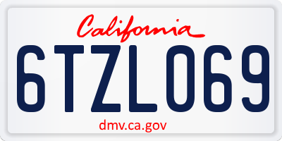 CA license plate 6TZL069