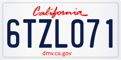 CA license plate 6TZL071