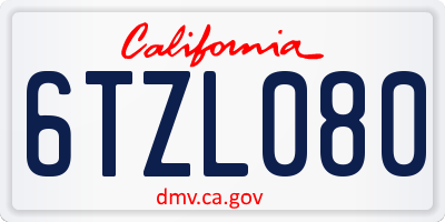 CA license plate 6TZL080