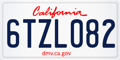 CA license plate 6TZL082