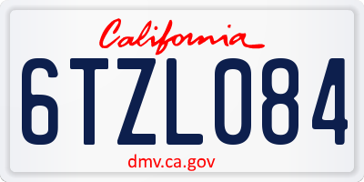 CA license plate 6TZL084