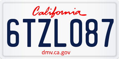 CA license plate 6TZL087