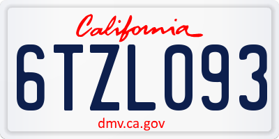CA license plate 6TZL093