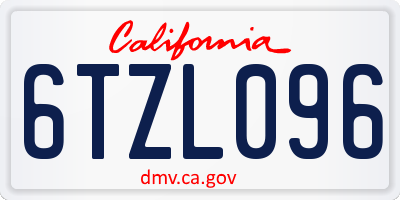 CA license plate 6TZL096