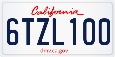 CA license plate 6TZL100