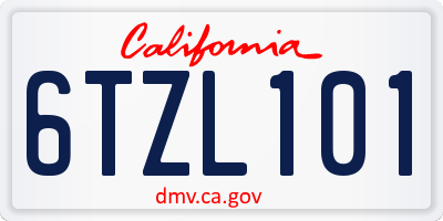 CA license plate 6TZL101
