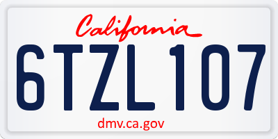 CA license plate 6TZL107