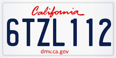 CA license plate 6TZL112