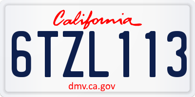 CA license plate 6TZL113