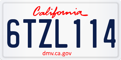 CA license plate 6TZL114