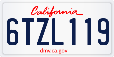 CA license plate 6TZL119