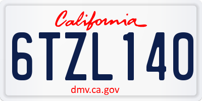 CA license plate 6TZL140