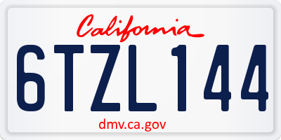 CA license plate 6TZL144