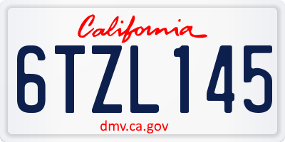 CA license plate 6TZL145