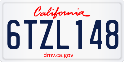CA license plate 6TZL148