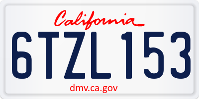 CA license plate 6TZL153