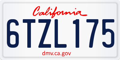CA license plate 6TZL175