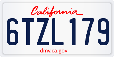 CA license plate 6TZL179