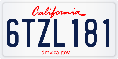 CA license plate 6TZL181